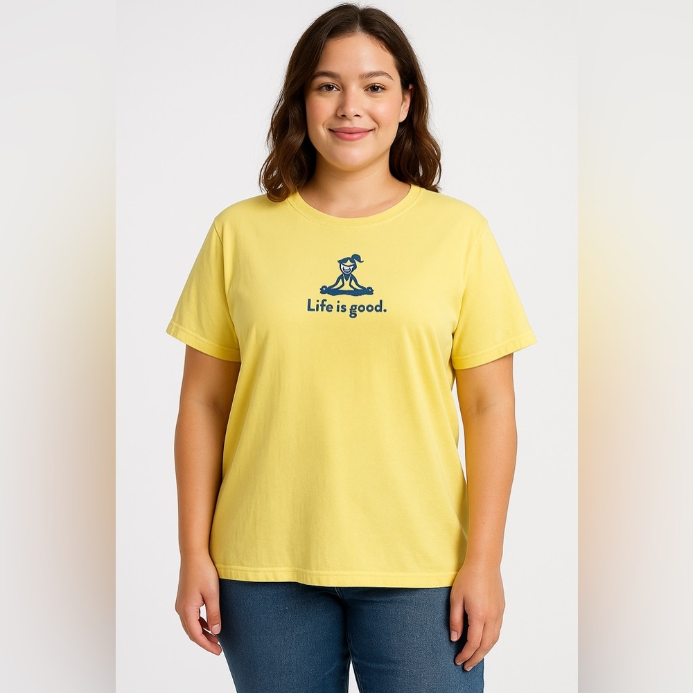 Life is Good Butter‎ Yellow Graphic Tee Women’s Size L